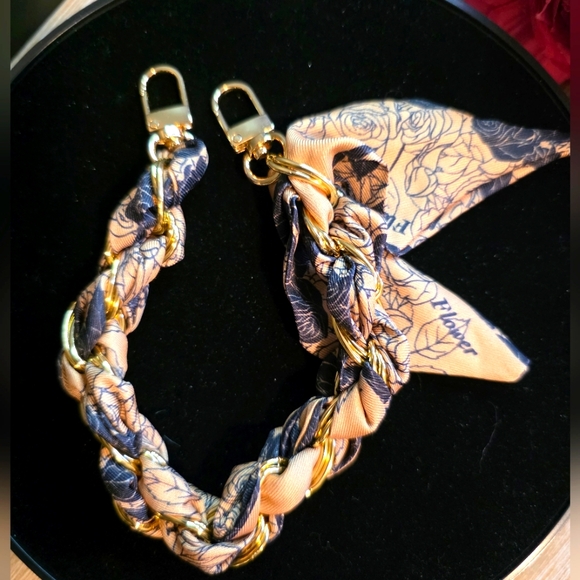 Floral Scarf Chain Handbag Strap – Purse Accessory - Picture 1 of 1